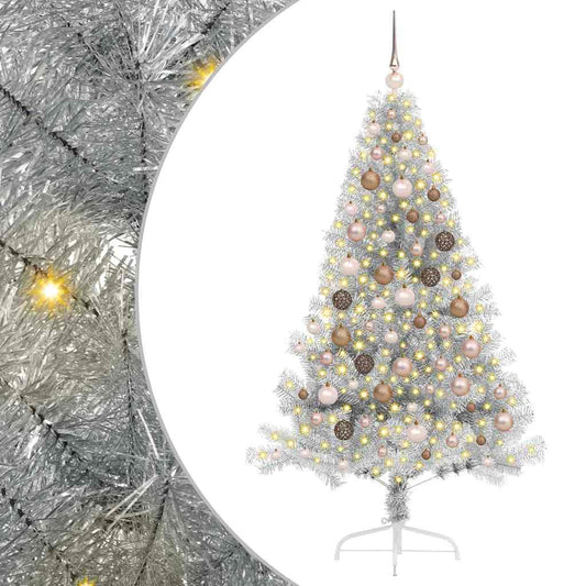 Artificial Pre-lit Christmas Tree Silver 180 cm PET