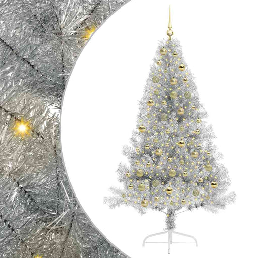 Artificial Pre-lit Christmas Tree Silver 180 cm PET