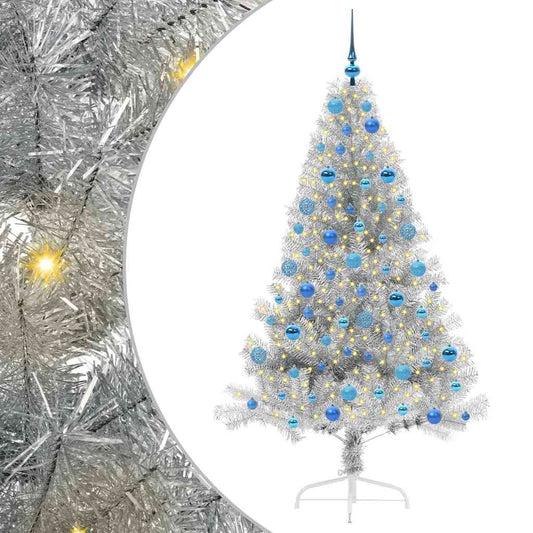 Artificial Pre-lit Christmas Tree Silver 180 cm PET