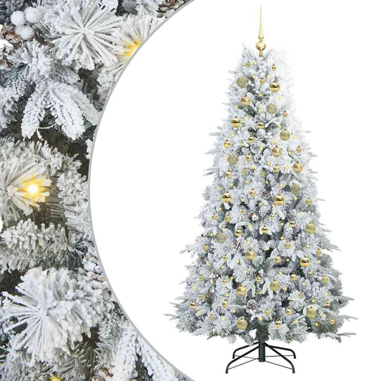 Artificial Hinged Christmas Tree White 180 cm PE and PVC