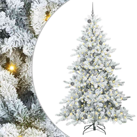 Artificial Hinged Christmas Tree White 240 cm PVC and Steel