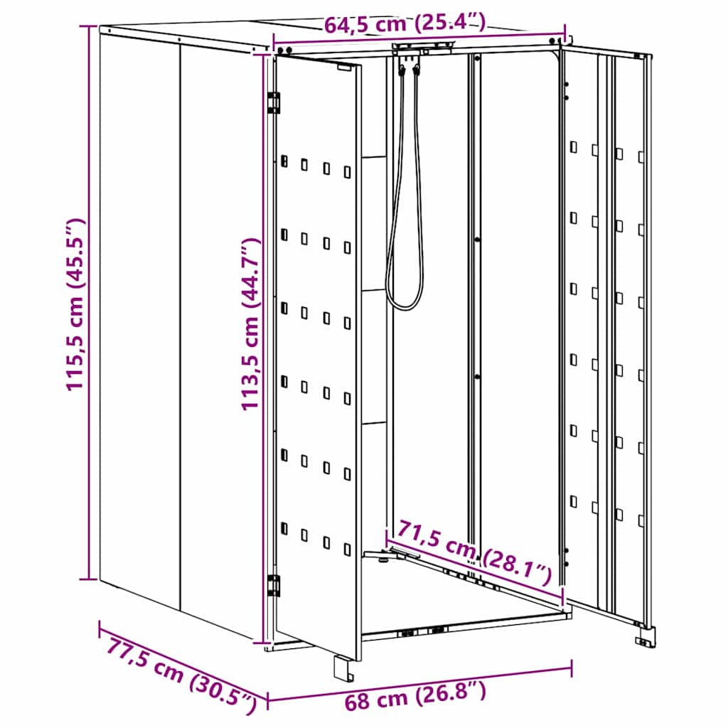 Wheelie Bin Storage with Gas Lift-up Lid for 240L Bin Silver