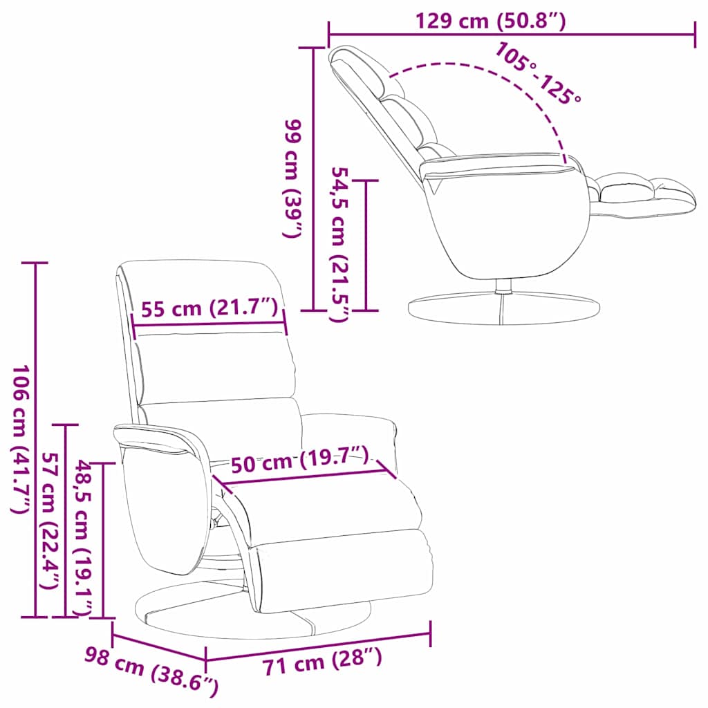 Recliner Chair White 71 x 98 x 106 cm Faux leather