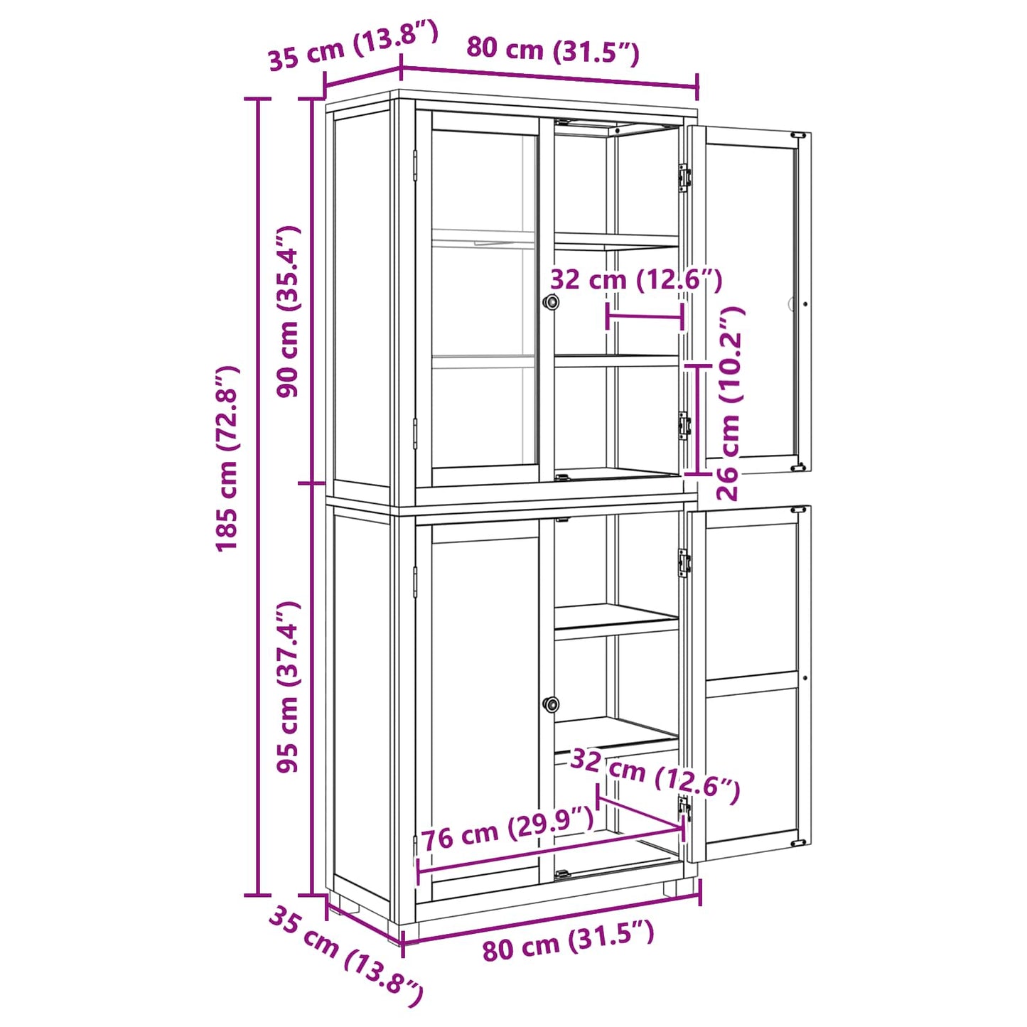 Storage Furniture Set with Shelf 2 pcs Natural Solid Oak Wood