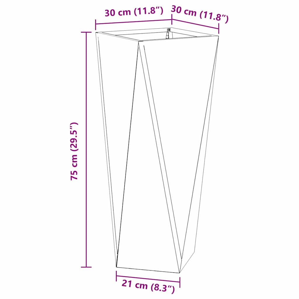 Planter 2 pcs Silver 30 x 30 x 75 cm Galvanised Steel