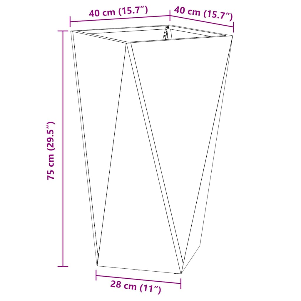 Planter 2 pcs Silver 40 x 40 x 75 cm Stainless Steel