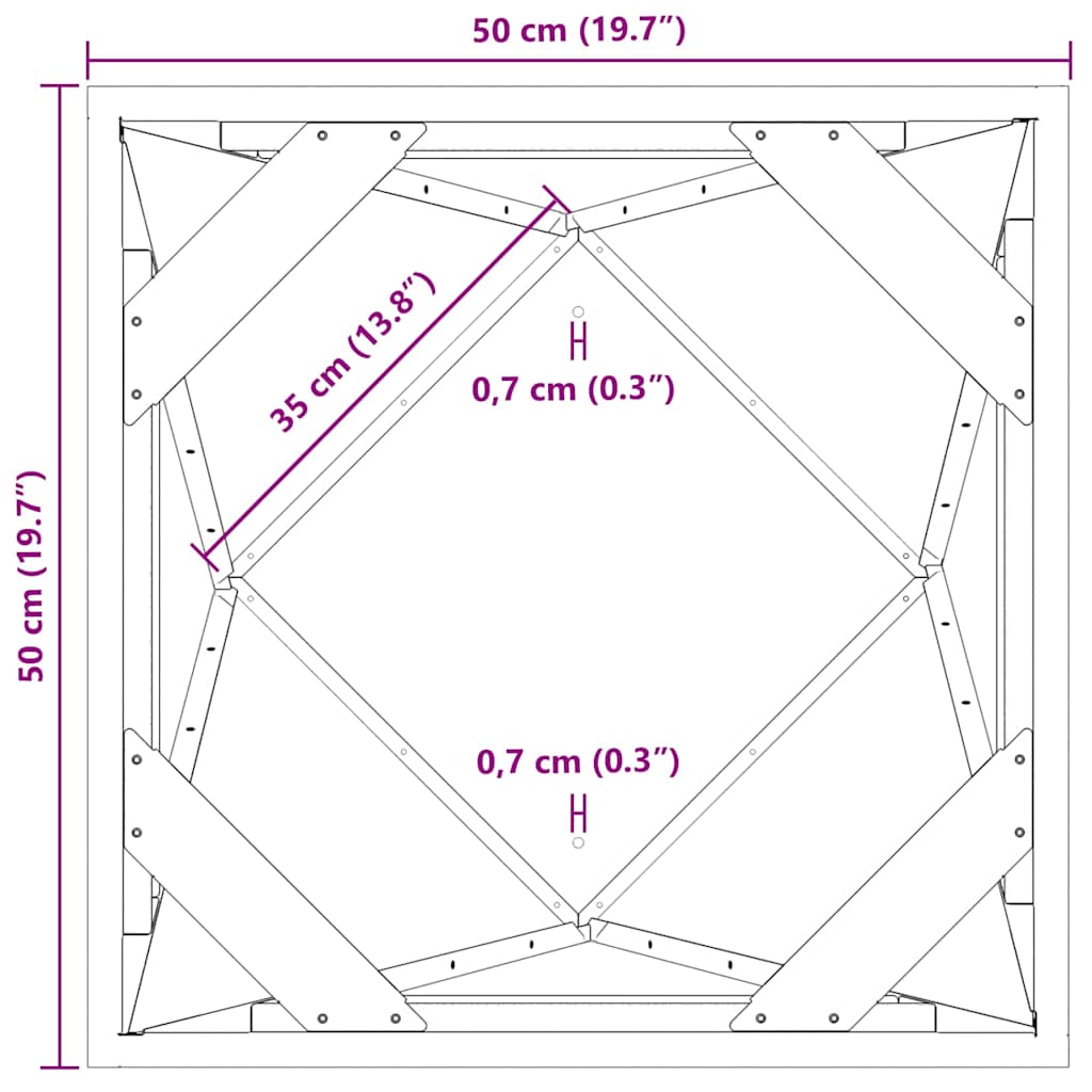 Planter Black 50 x 50 x 75 cm Steel