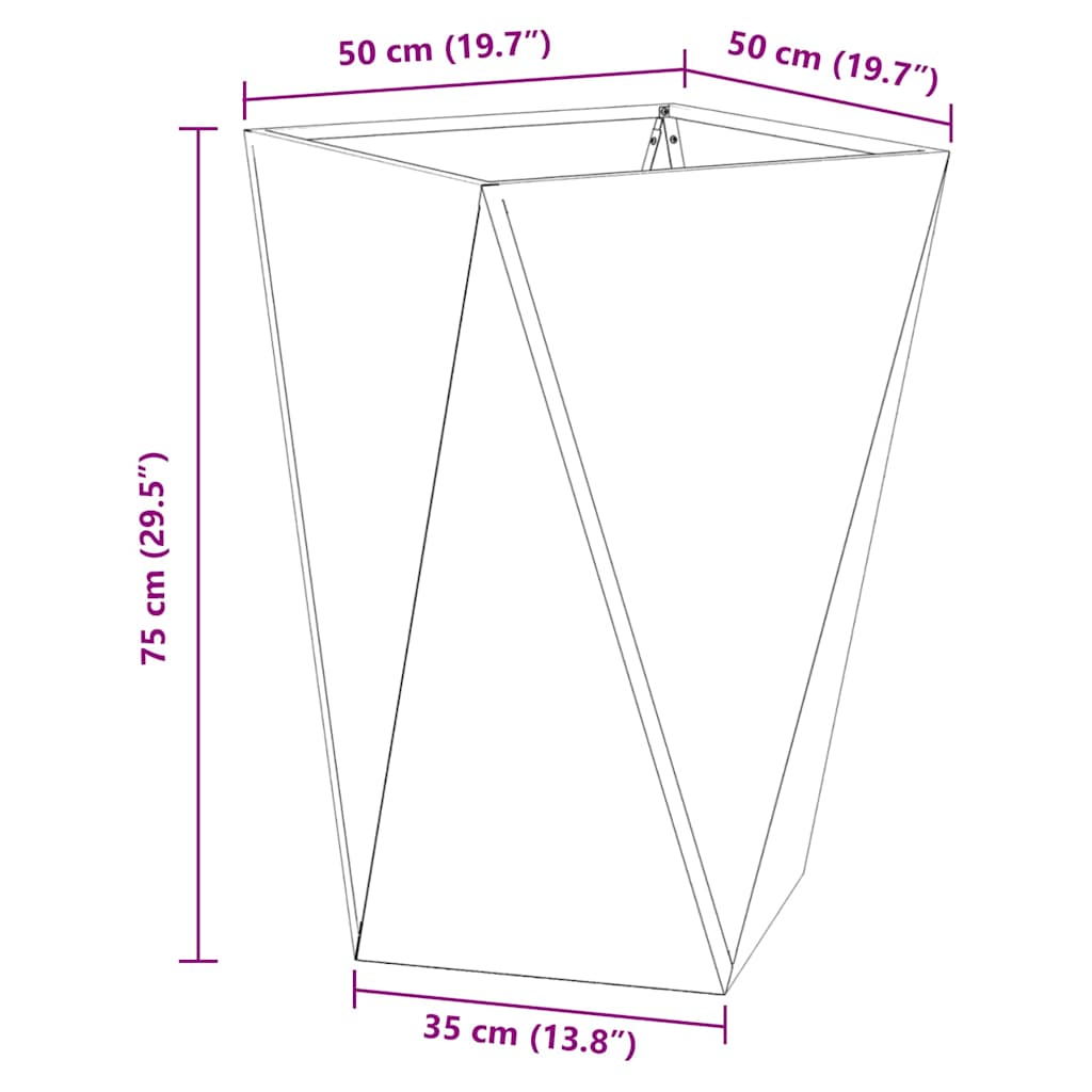 Planter 2 pcs White 50 x 50 x 75 cm Steel