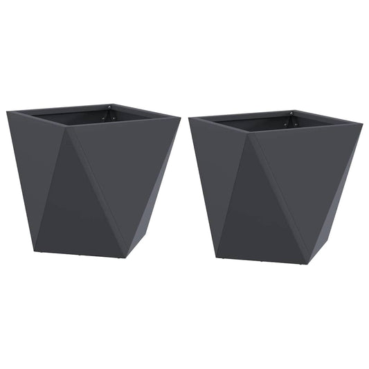 Planter 2 pcs Anthracite 30 x 30 x 30 cm Steel