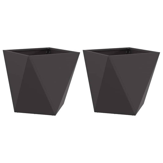 Planter 2 pcs Black 40 x 40 x 40 cm Steel