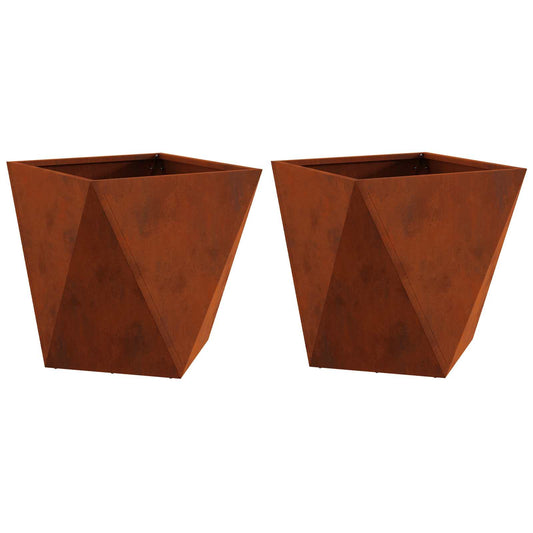 Planter 2 pcs Rusty 50 x 50 x 50 cm Weathering Steel