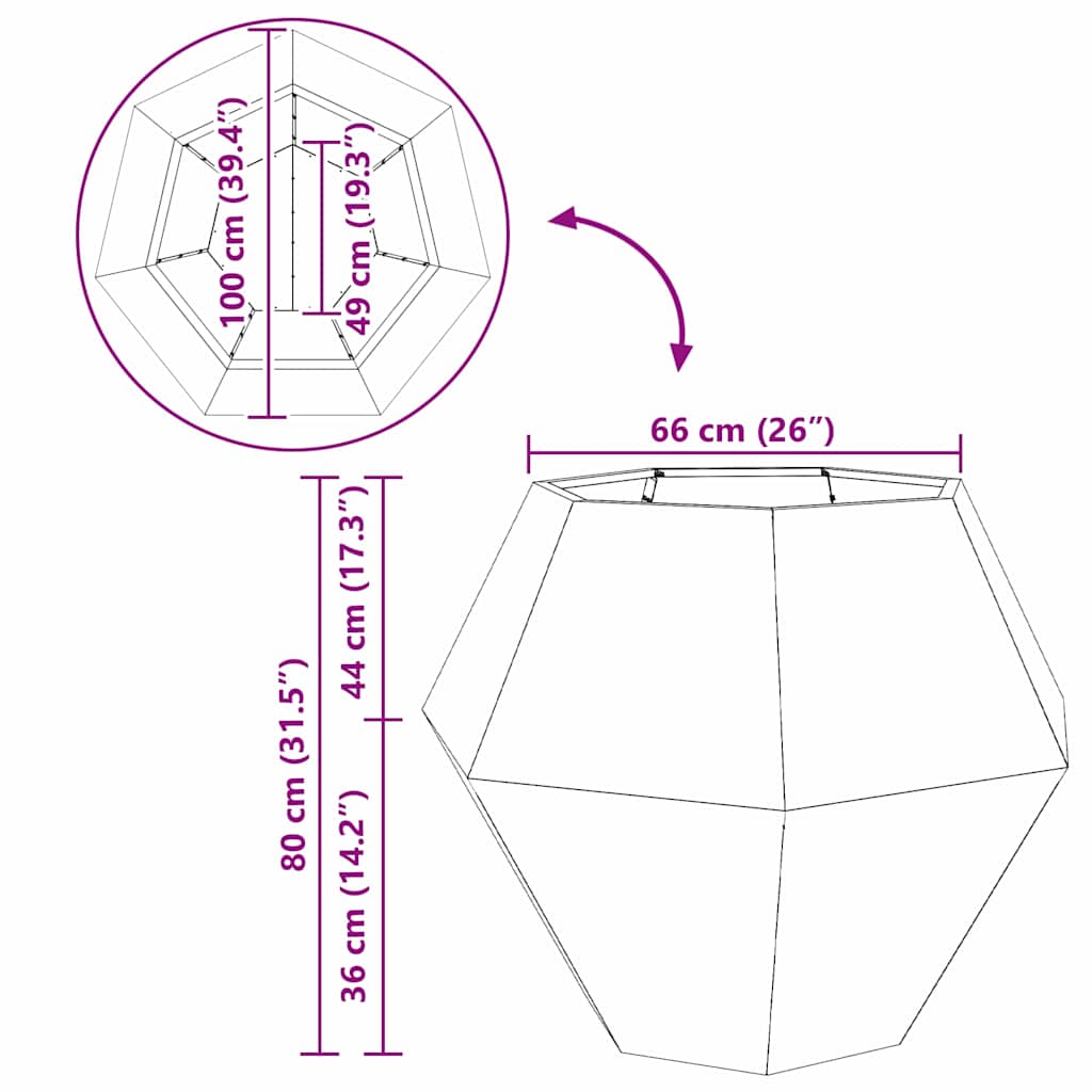 Planter 2 pcs Anthracite 100 x 100 x 80 cm Steel
