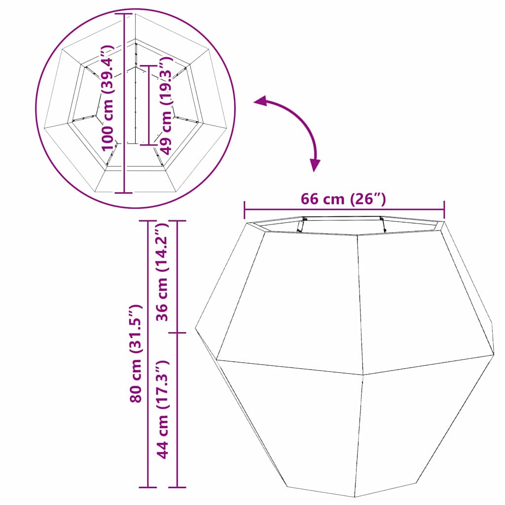 Planter Silver 100 x 100 x 80 cm Stainless Steel