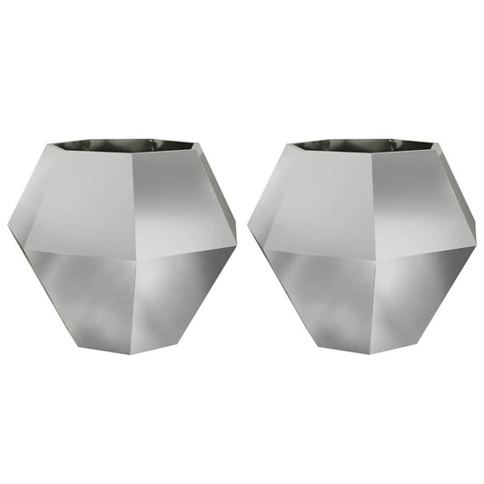 Planter 2 pcs Silver 100 x 100 x 80 cm Galvanised Steel