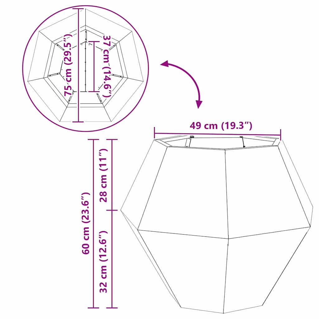 Planter White 75 x 75 x 60 cm Steel