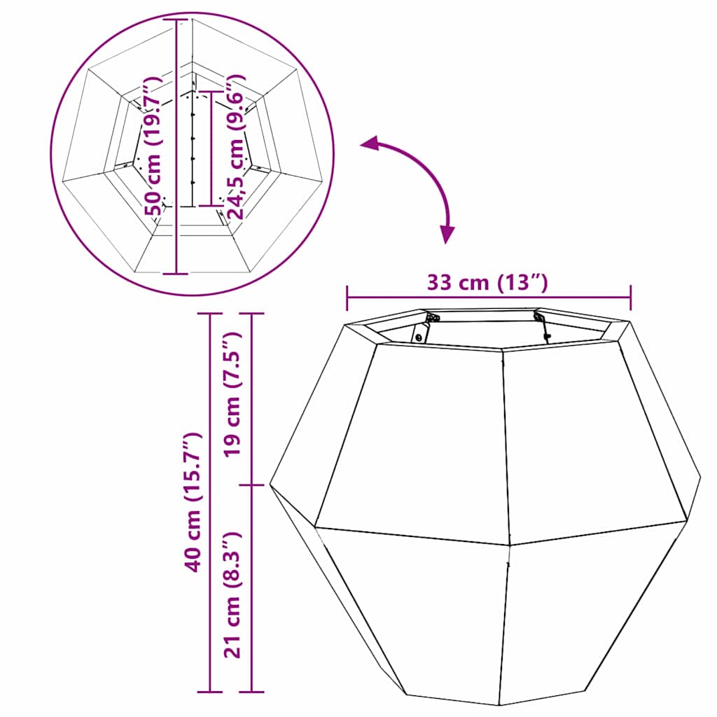 Planter Olive Green 50 x 50 x 40 cm Steel