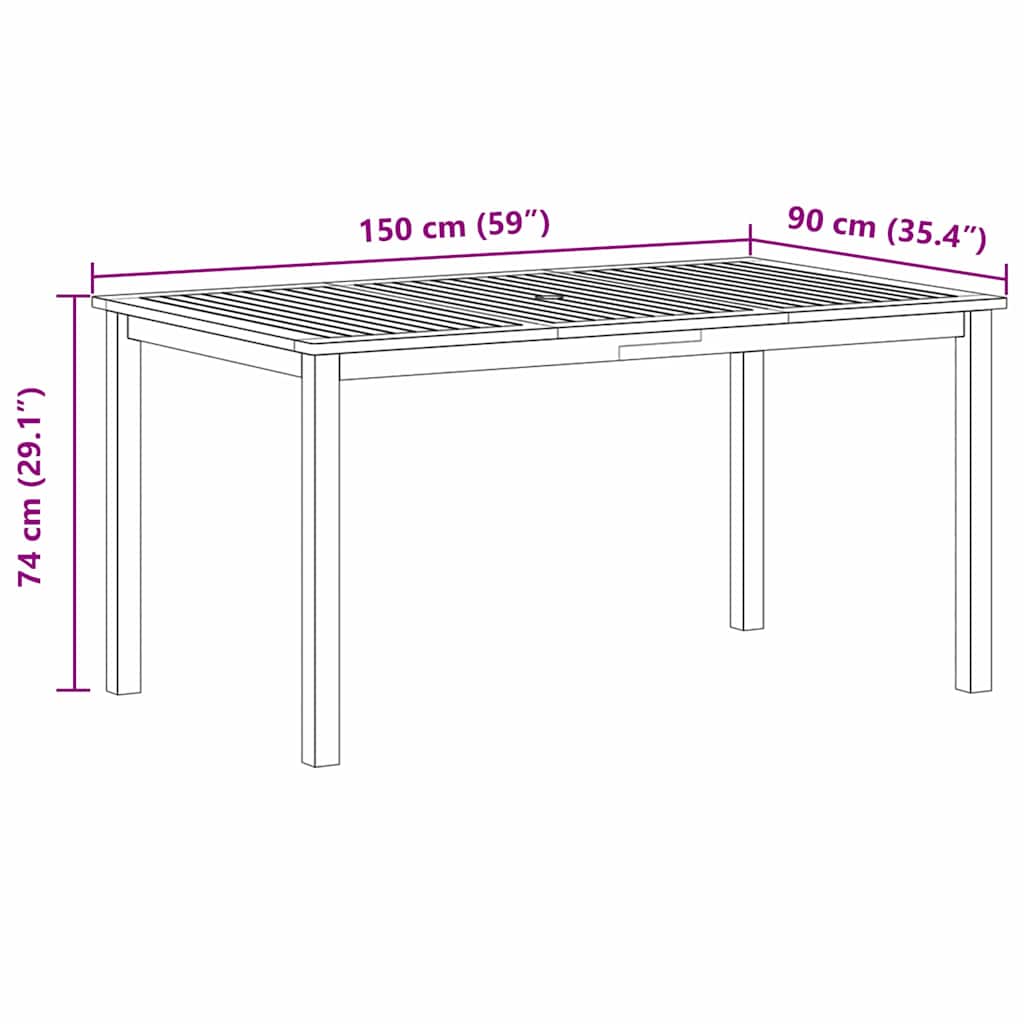 Garden Dining Set 5 pcs Black Solid Acacia Wood