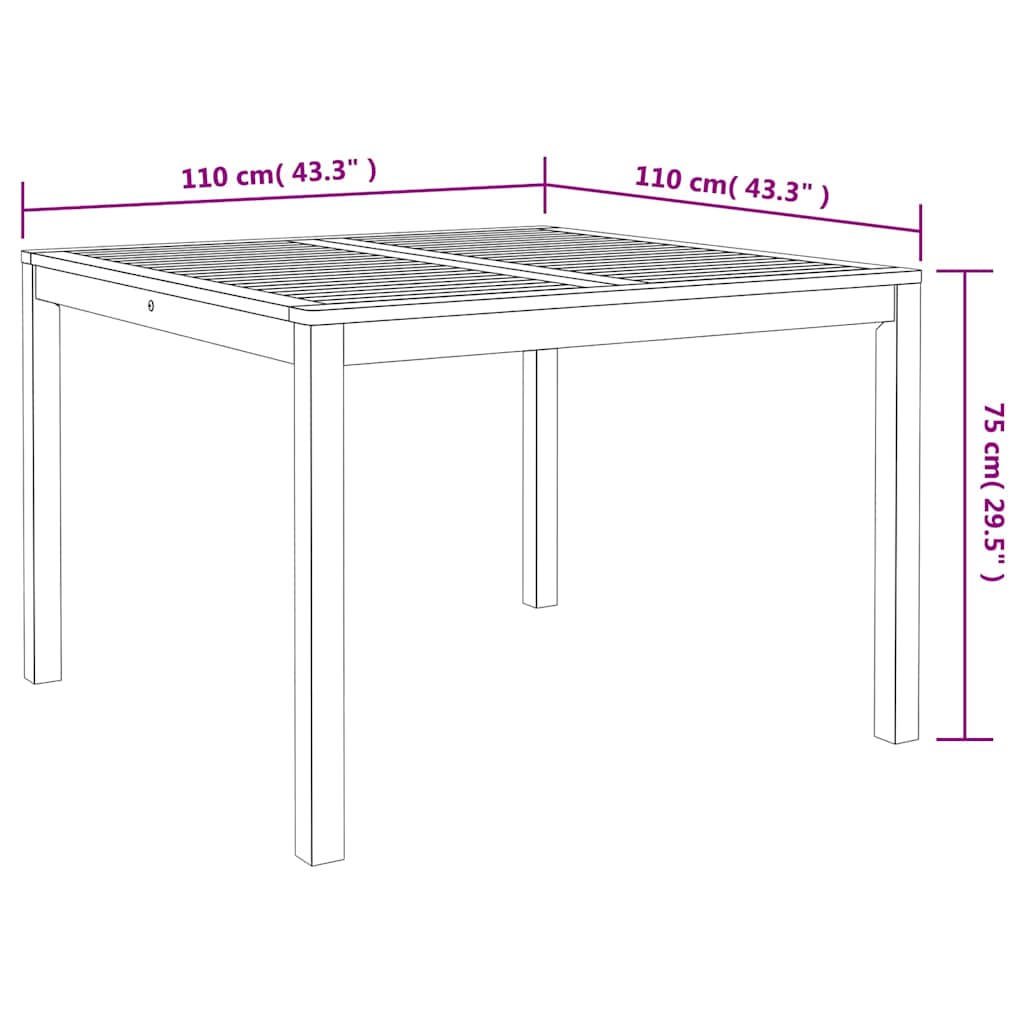 Garden Dining Set 3 pcs Black Solid Acacia Wood