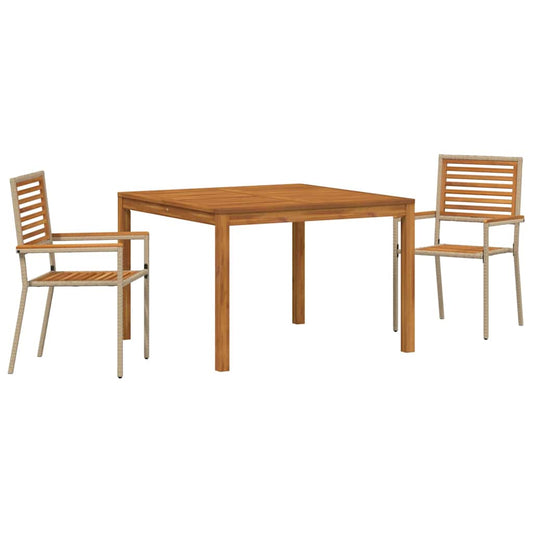 Garden Dining Set 3 pcs Beige Solid Acacia Wood