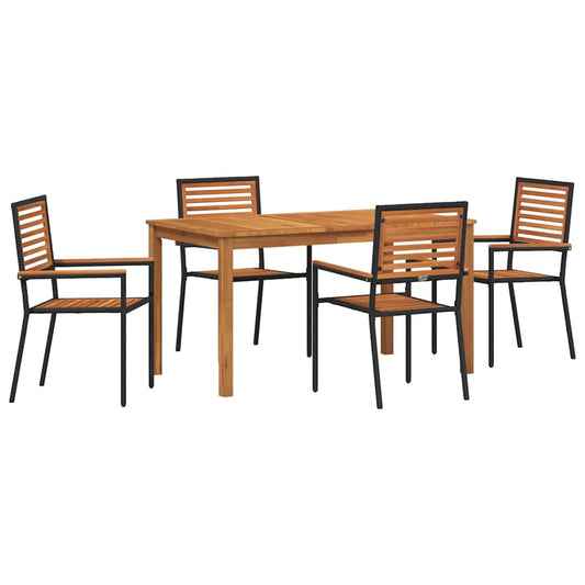 Garden Dining Set 5 pcs Black Solid Acacia Wood