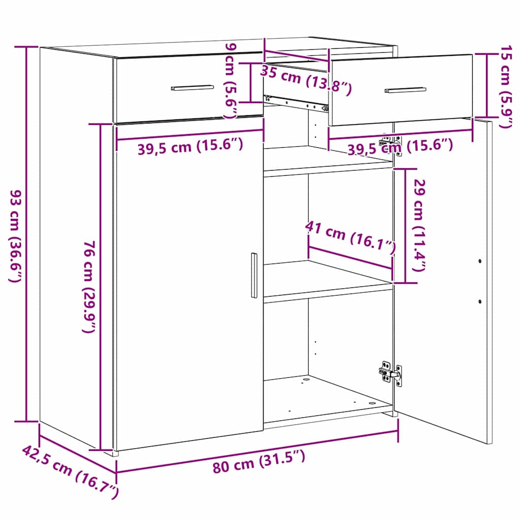 Storage Cabinet Artisan Oak 80 x 42.5 x 93 cm