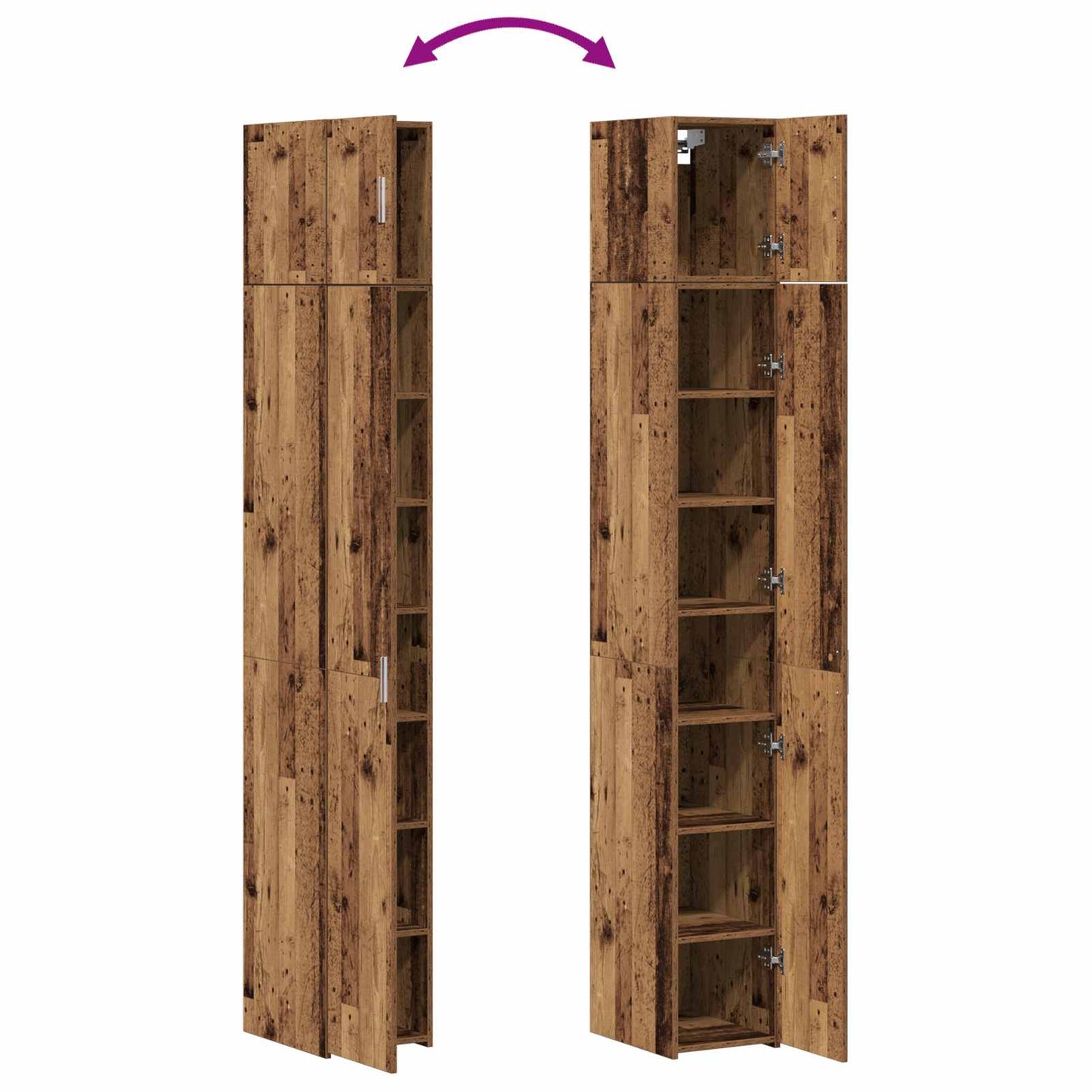 2-piece Storage Cabinet with Shelves 2 pcs Old Wood