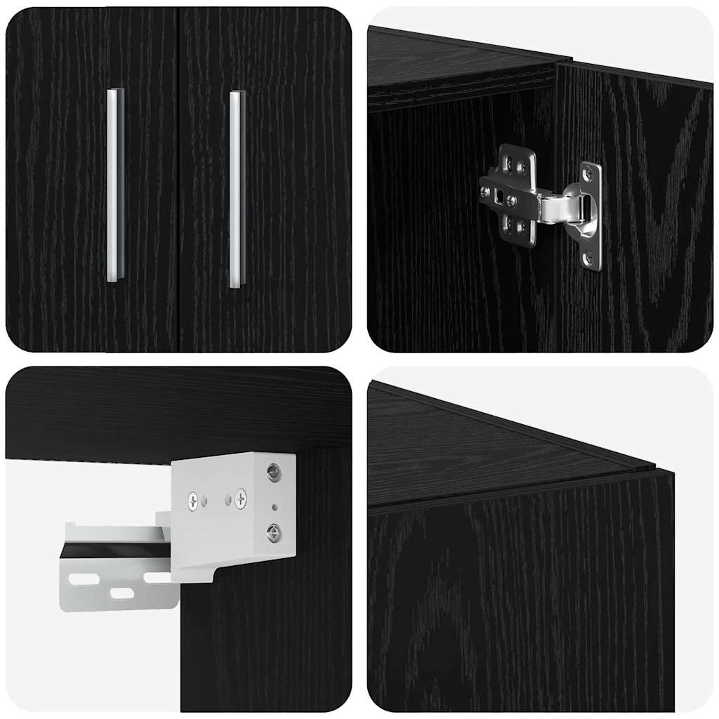 Storage Cabinet 2 pcs Black Oak 70 x 42.5 x 185 cm