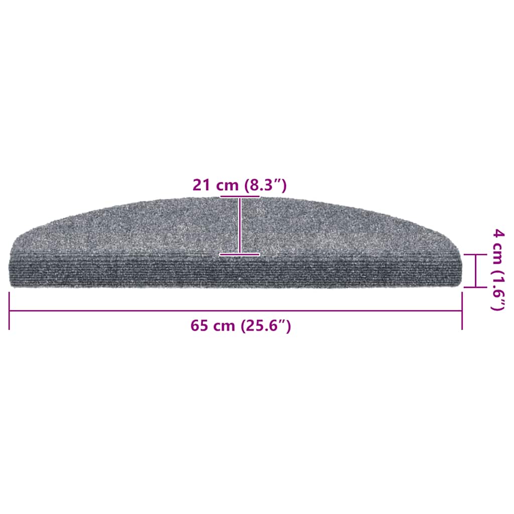 Stair Mats Self-adhesive 20 pcs 65x21x4 cm Light Grey Half Round Large