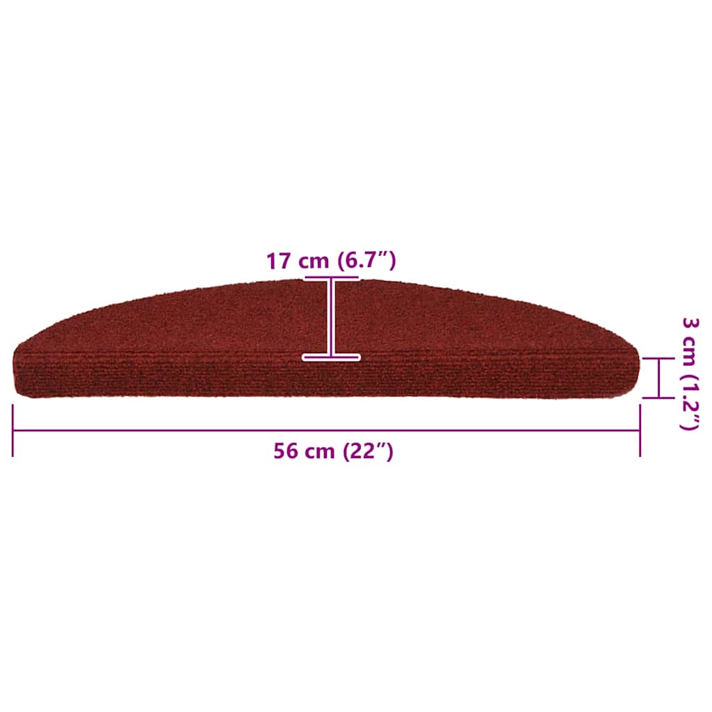 Stair Mats Self-adhesive 20 pcs 56x17x3 cm Bordeaux Red Half Round