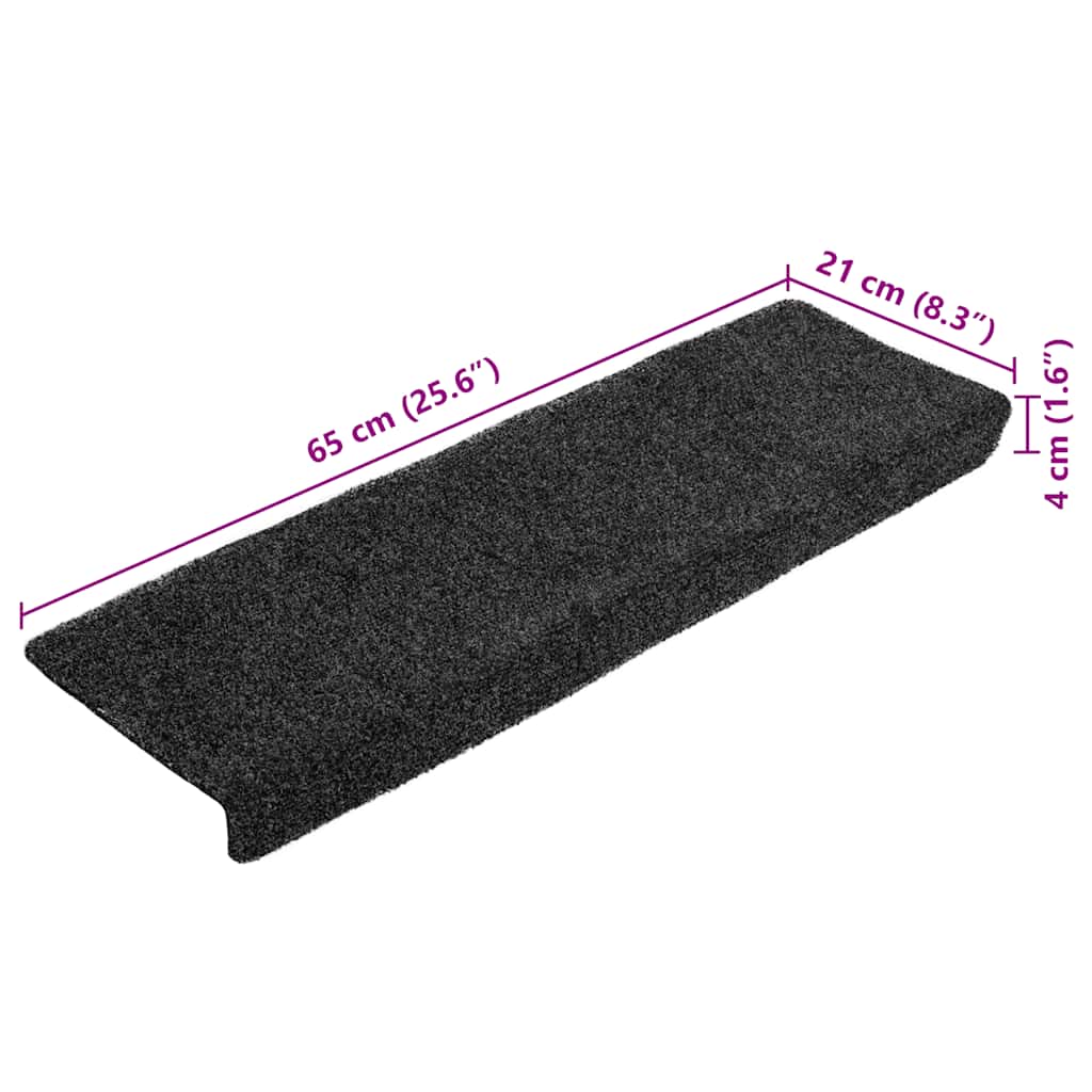 Stair Mats Self-adhesive 20 pcs 65x21x4 cm Dark Grey Rectangular Edge