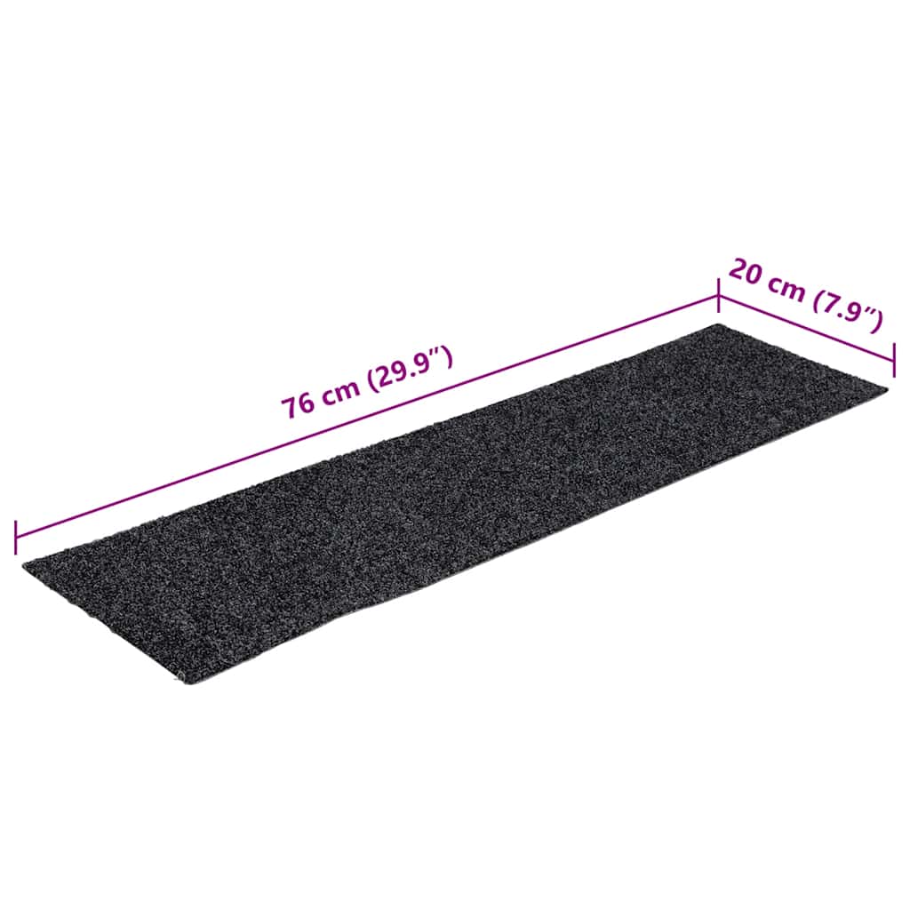 Stair Mats Self-adhesive 30 pcs 76x20 cm Dark Grey Rectangular