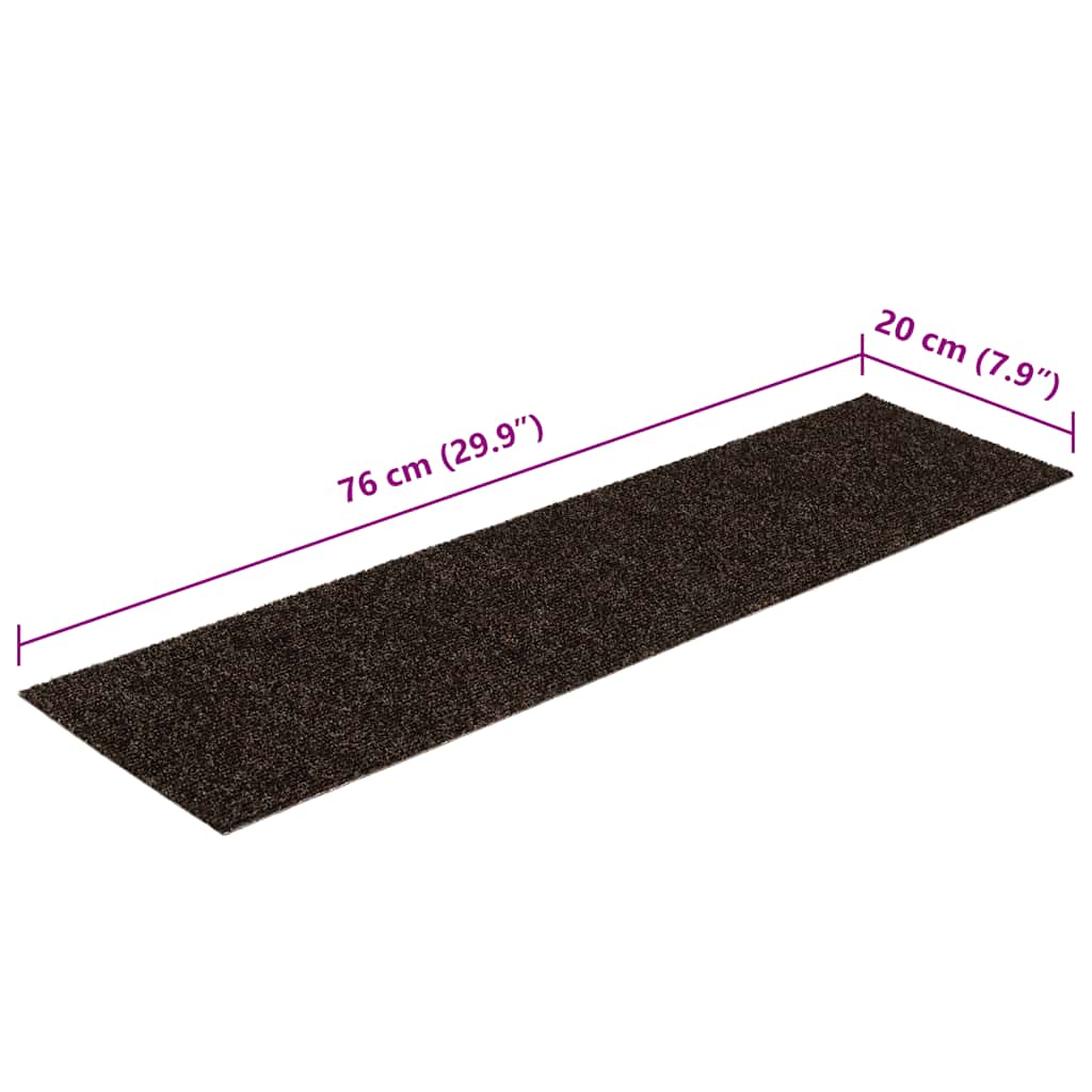 Stair Mats Self-adhesive 30 pcs 76x20 cm Dark Brown Rectangular