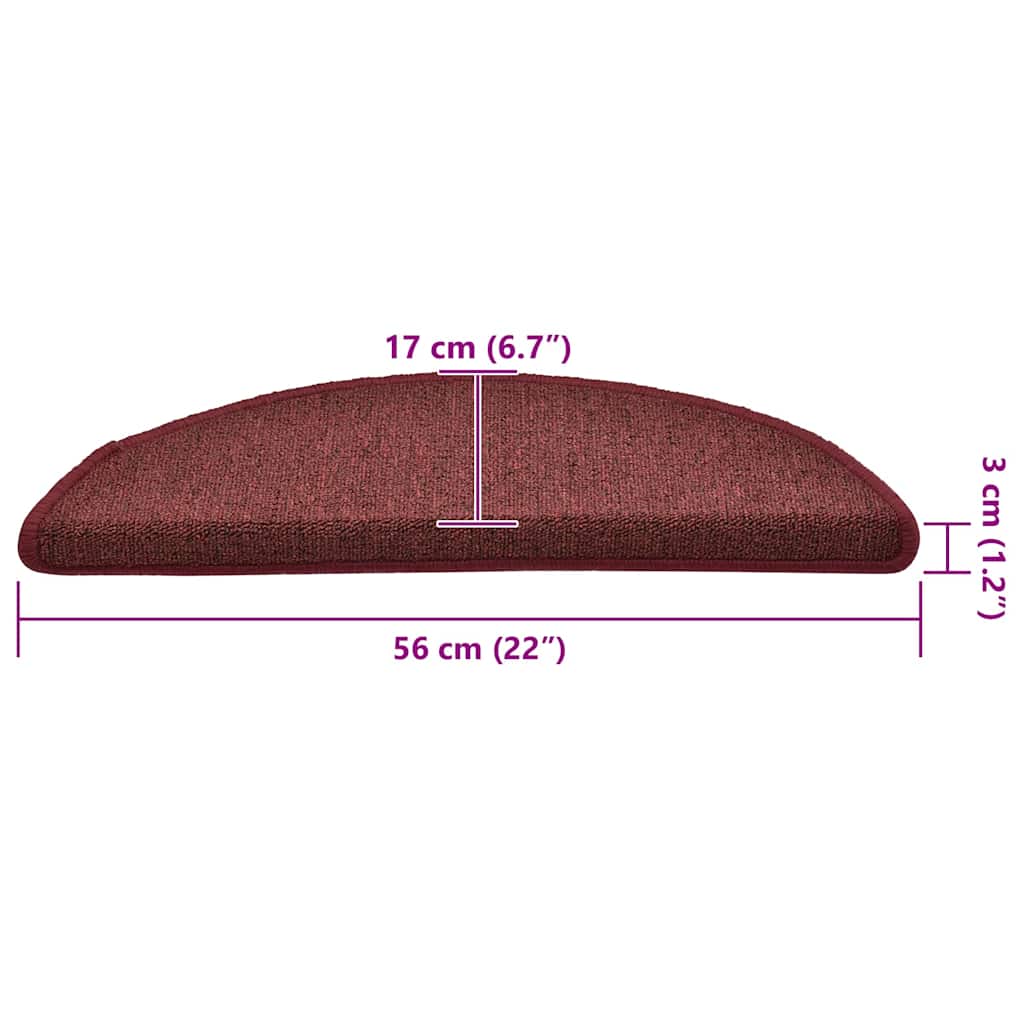 Self-adhesive Stair Mats 30 pcs 56 x 17 x 3 cm Bordeaux Red