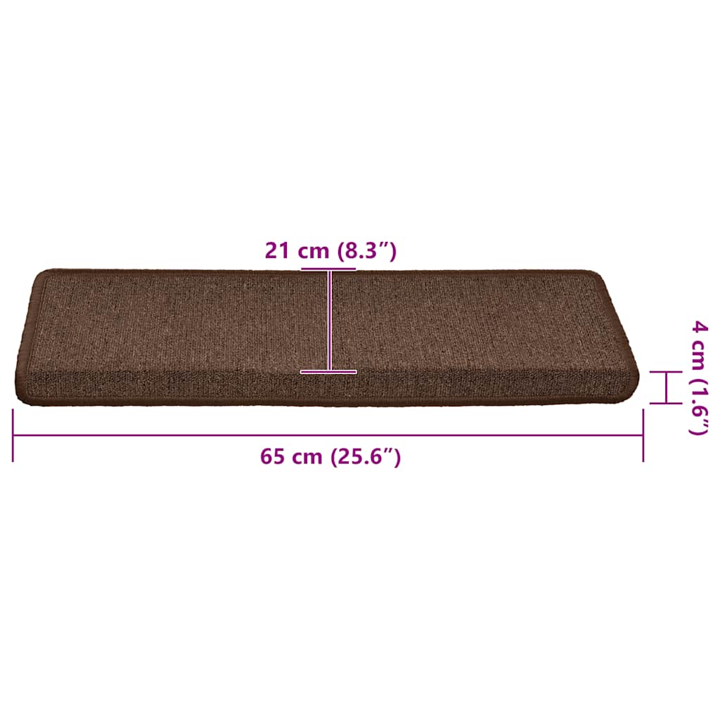 Stair Mats 30 pcs 65x21x4 cm Coffee Brown Rectangular Edge