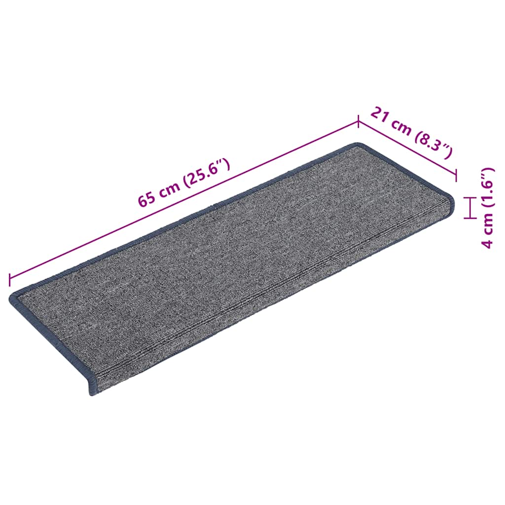 Stair Mats 30 pcs 65x21x4 cm Light Grey and Blue Rectangular Edge