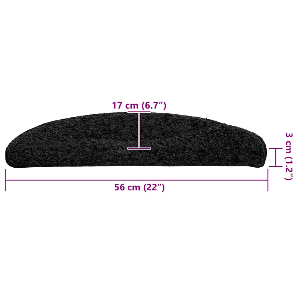 Stair Mats 30 pcs 56x17x3 cm Black Half Round
