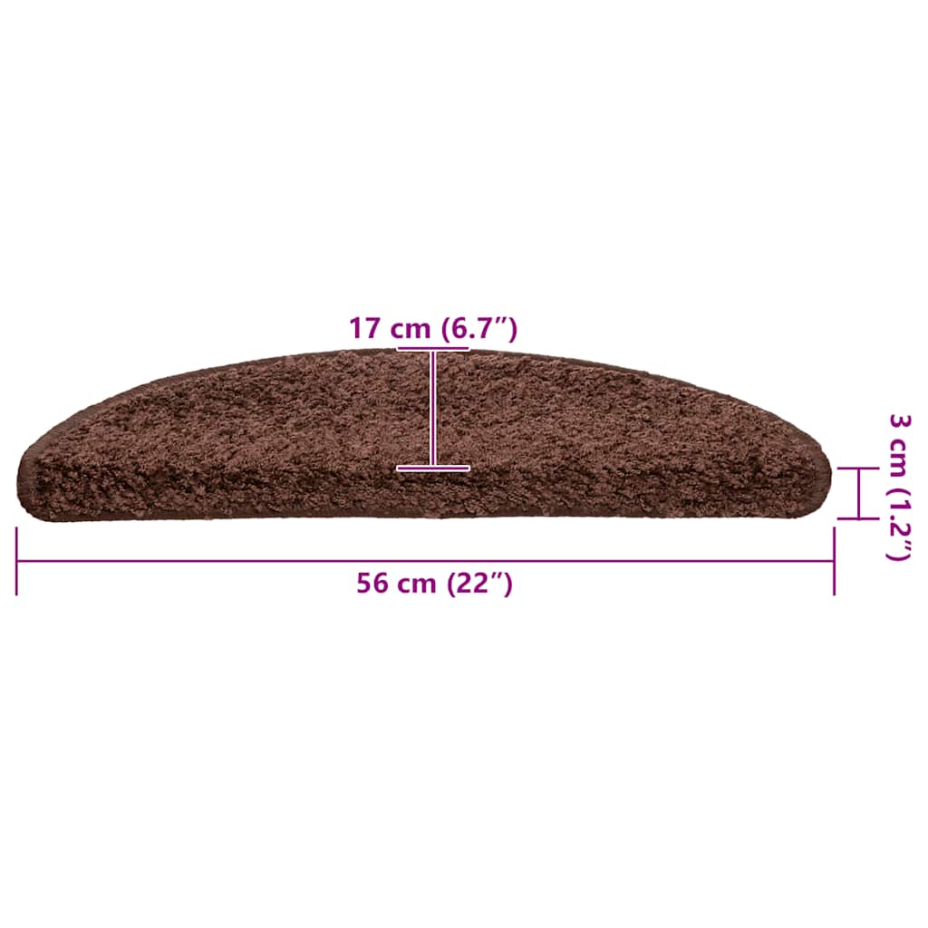 Stair Mats 30 pcs 56x17x3 cm Brown Half Round
