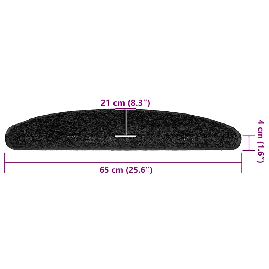 Stair Mats 30 pcs 65x21x4 cm Black Half Round Large