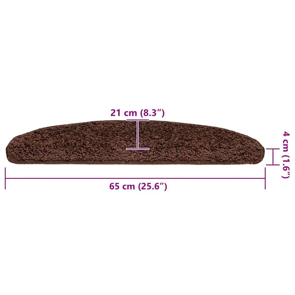Stair Mats 30 pcs 65x21x4 cm Brown Half Round Large