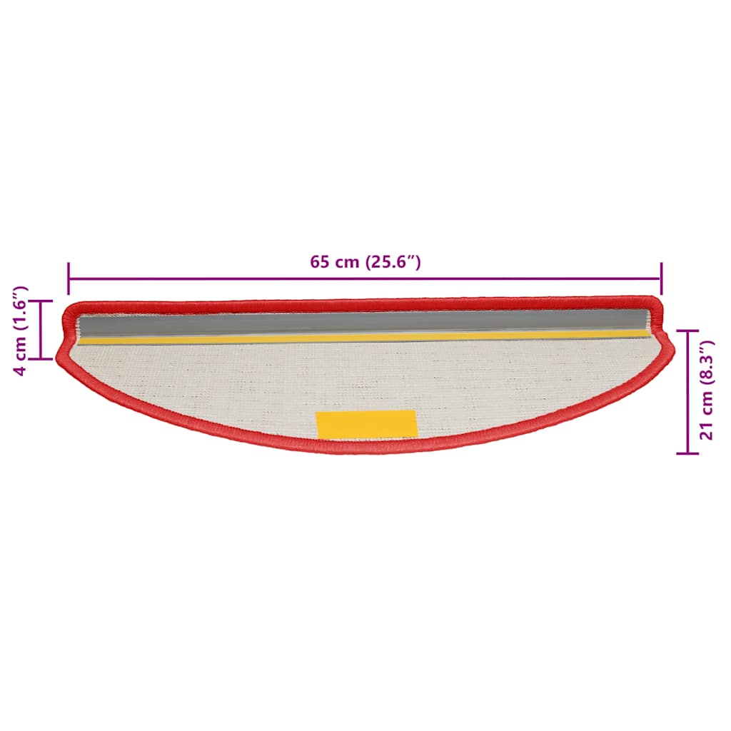 Stair Mats 30 pcs 65x21x4 cm Red Half Round Large