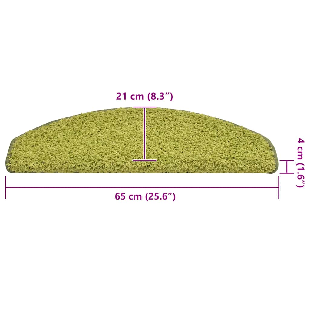 Stair Mats 30 pcs 65x21x4 cm Green Half Round Large