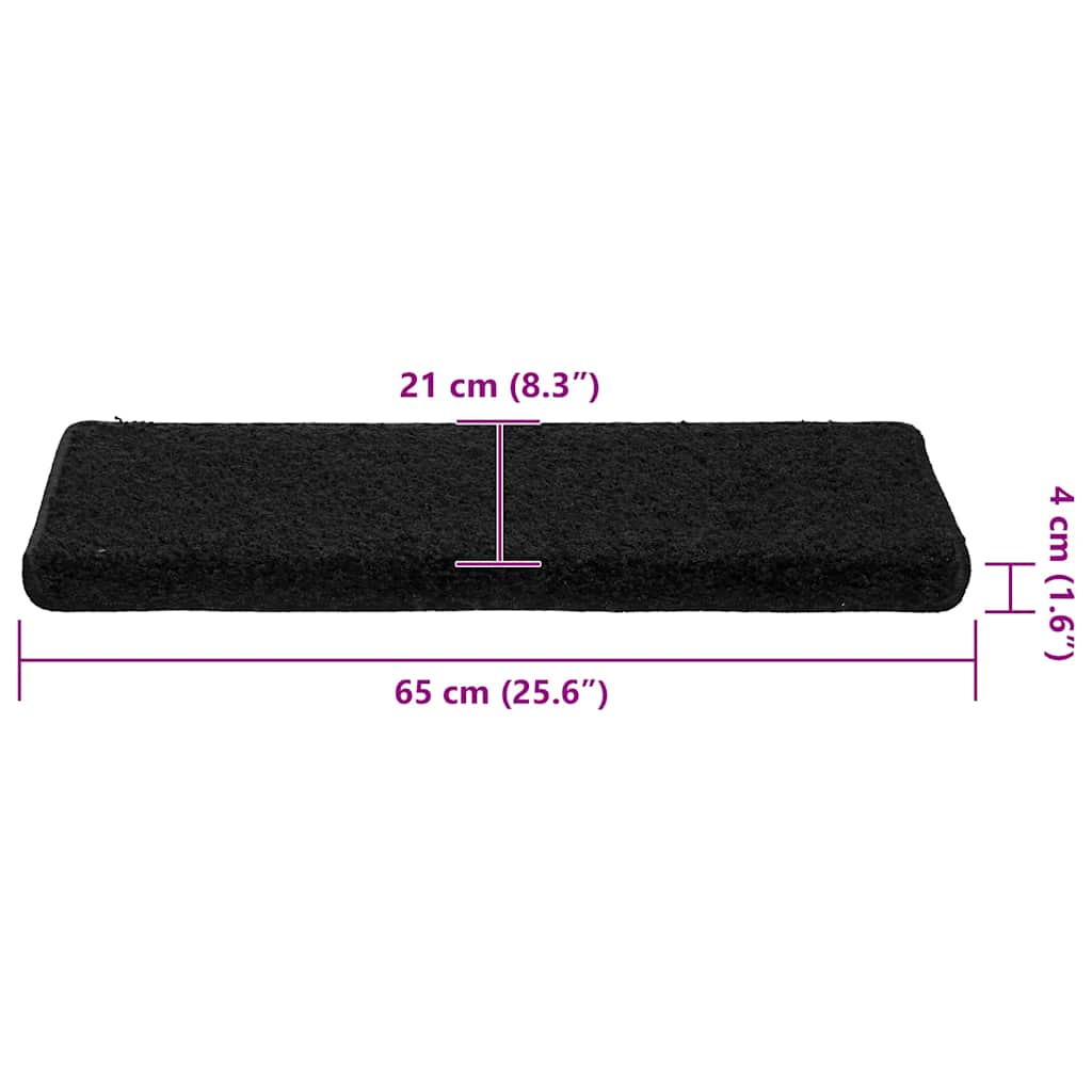Stair Mats 30 pcs 65x21x4 cm Black Rectangular Edge