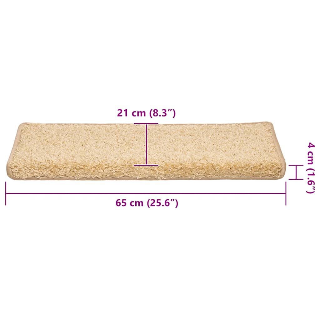 Stair Mats 30 pcs 65x21x4 cm Cream Rectangular Edge