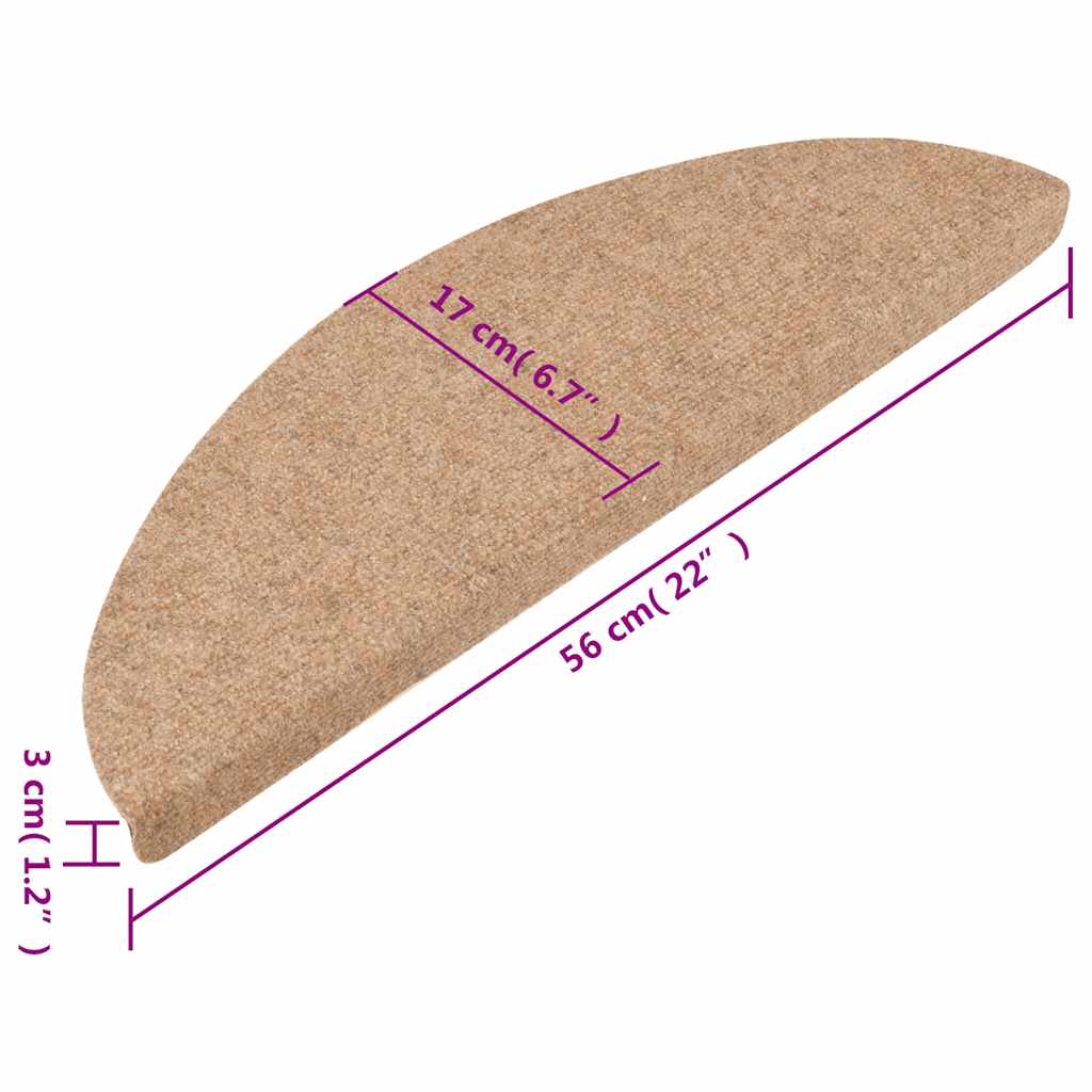 Stair Mats Self-adhesive 20 pcs Beige 56x17x3 cm