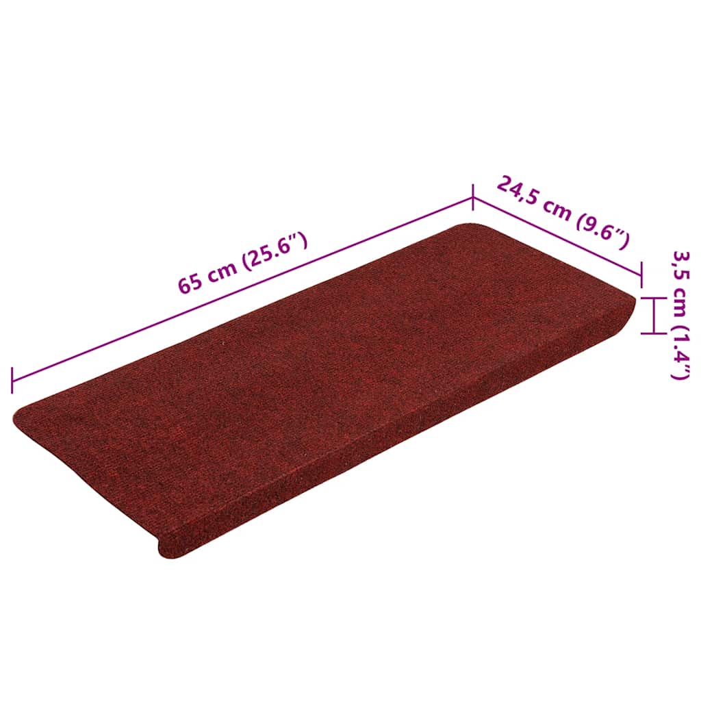 Stair Mats Self-adhesive 30 pcs Red 65x22,5x3,5 cm