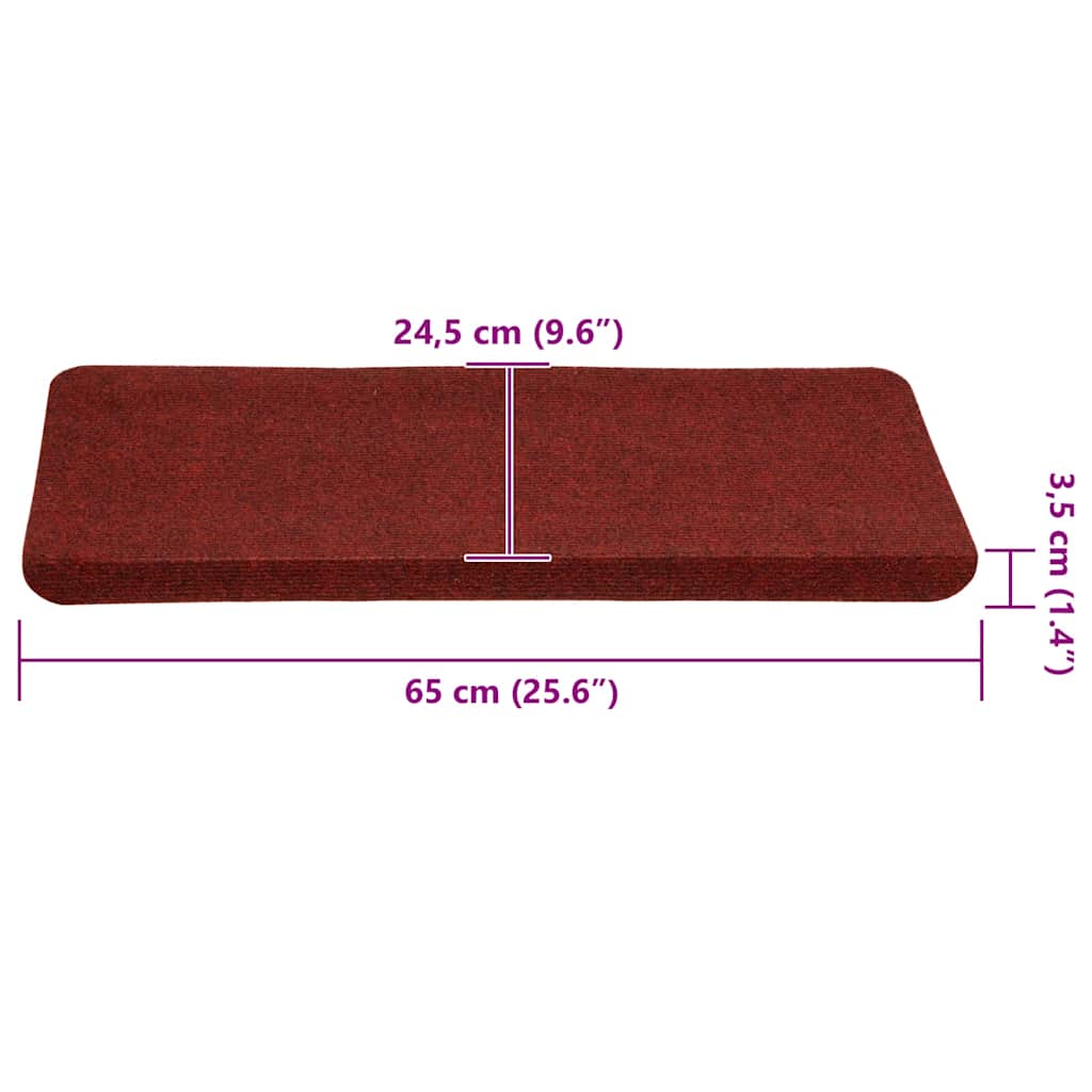 Stair Mats Self-adhesive 30 pcs Red 65x24,5x3,5 cm