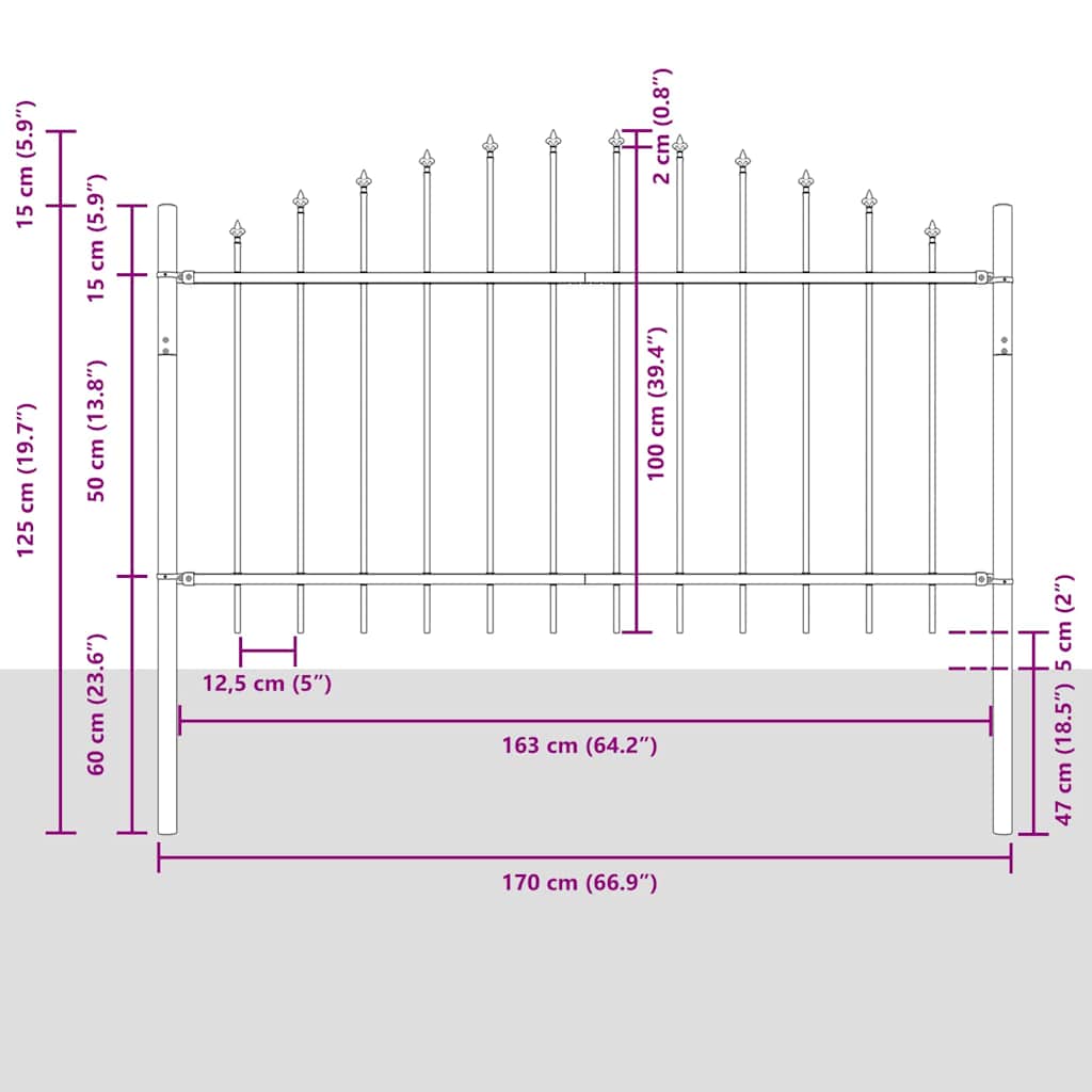 Garden Fence WOERDEN 4 pcs 170 x 140 cm Powder-Coated Steel