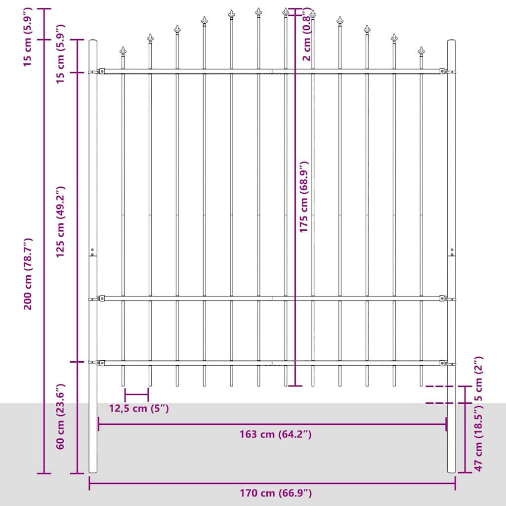 Garden Fence WOERDEN 5 pcs 170 x 215 cm Powder-Coated Steel