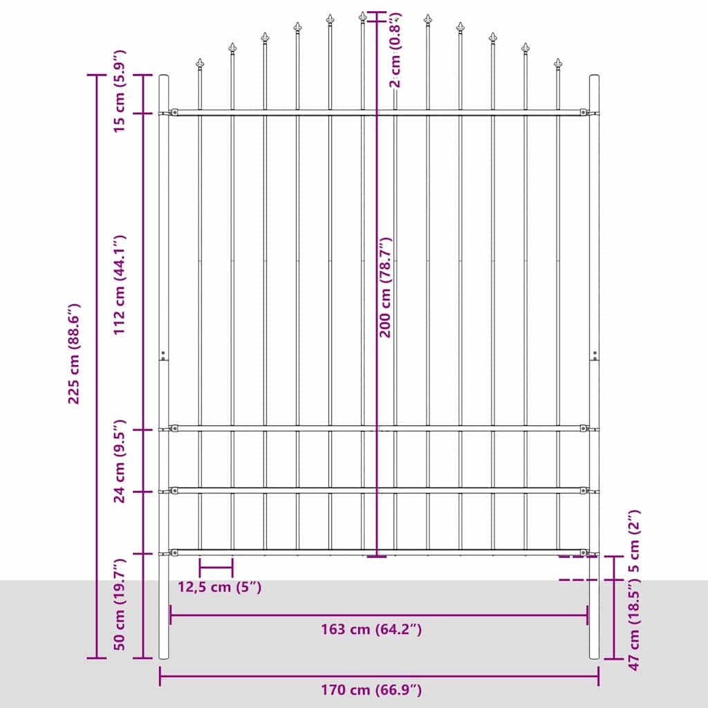 Garden Fence WOERDEN 2 pcs 170 x 225 cm Powder-Coated Steel