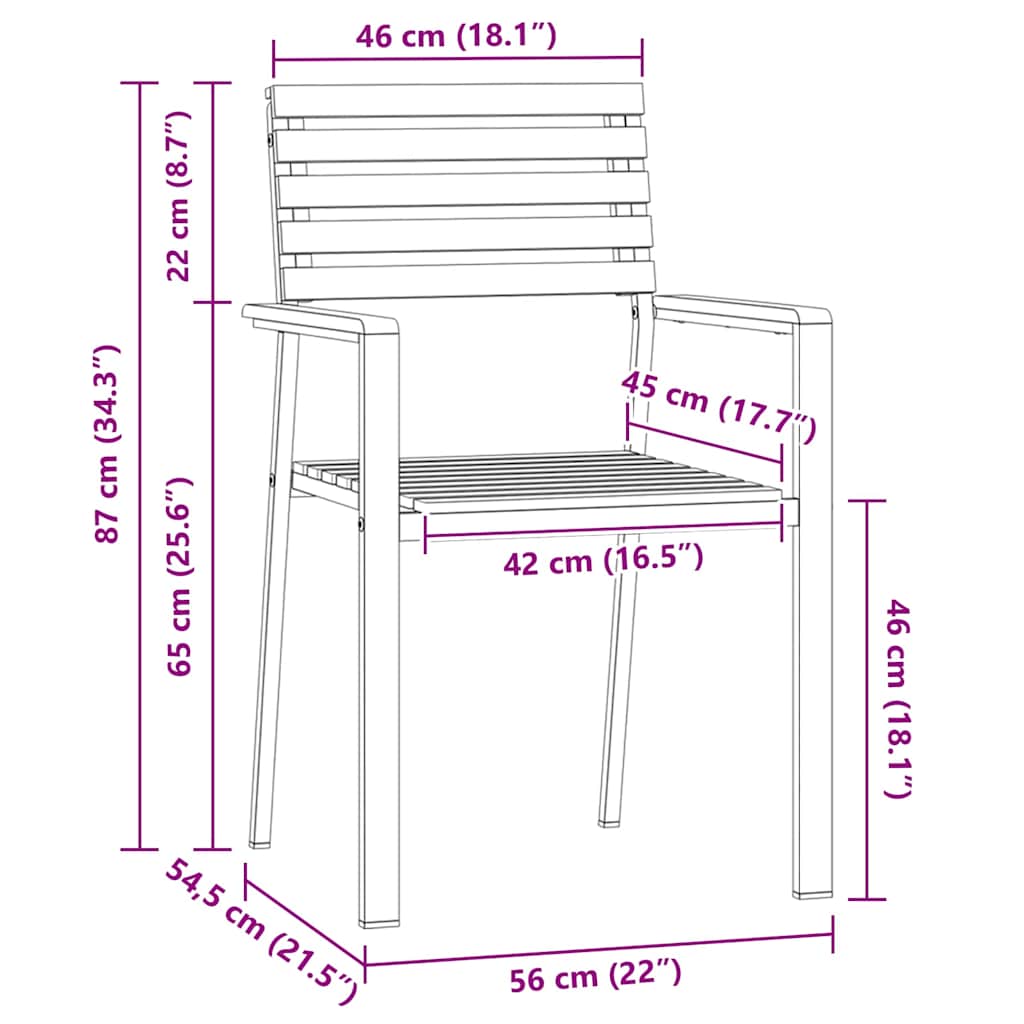 Garden Chair 8 pcs Solid Acacia Wood and Stainless Steel